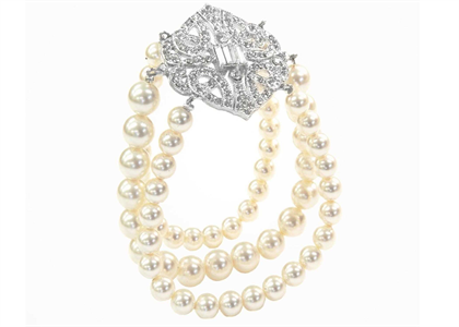 Silver Plated CZ Studded Womens Pearl Bracelet